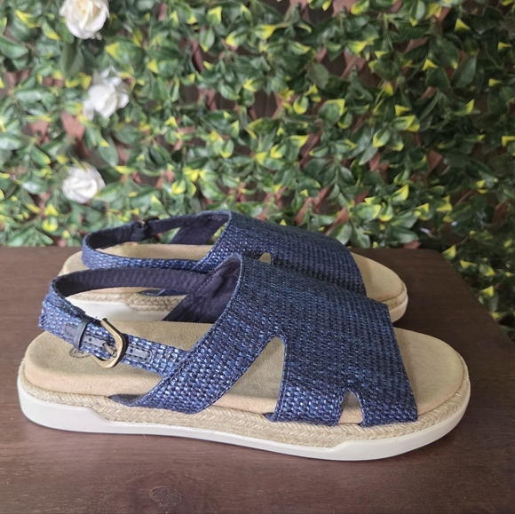 Bella Vita Kato Espadrille Platform Sandal Navy Woven Size 10WW Extra Wide - Picture 1 of 8